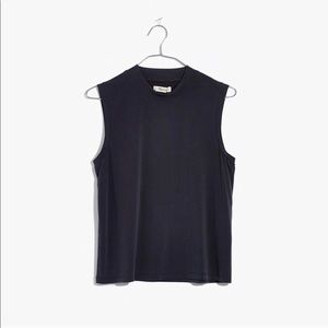 Madewell mock neck sleeveless top in charcoal grey